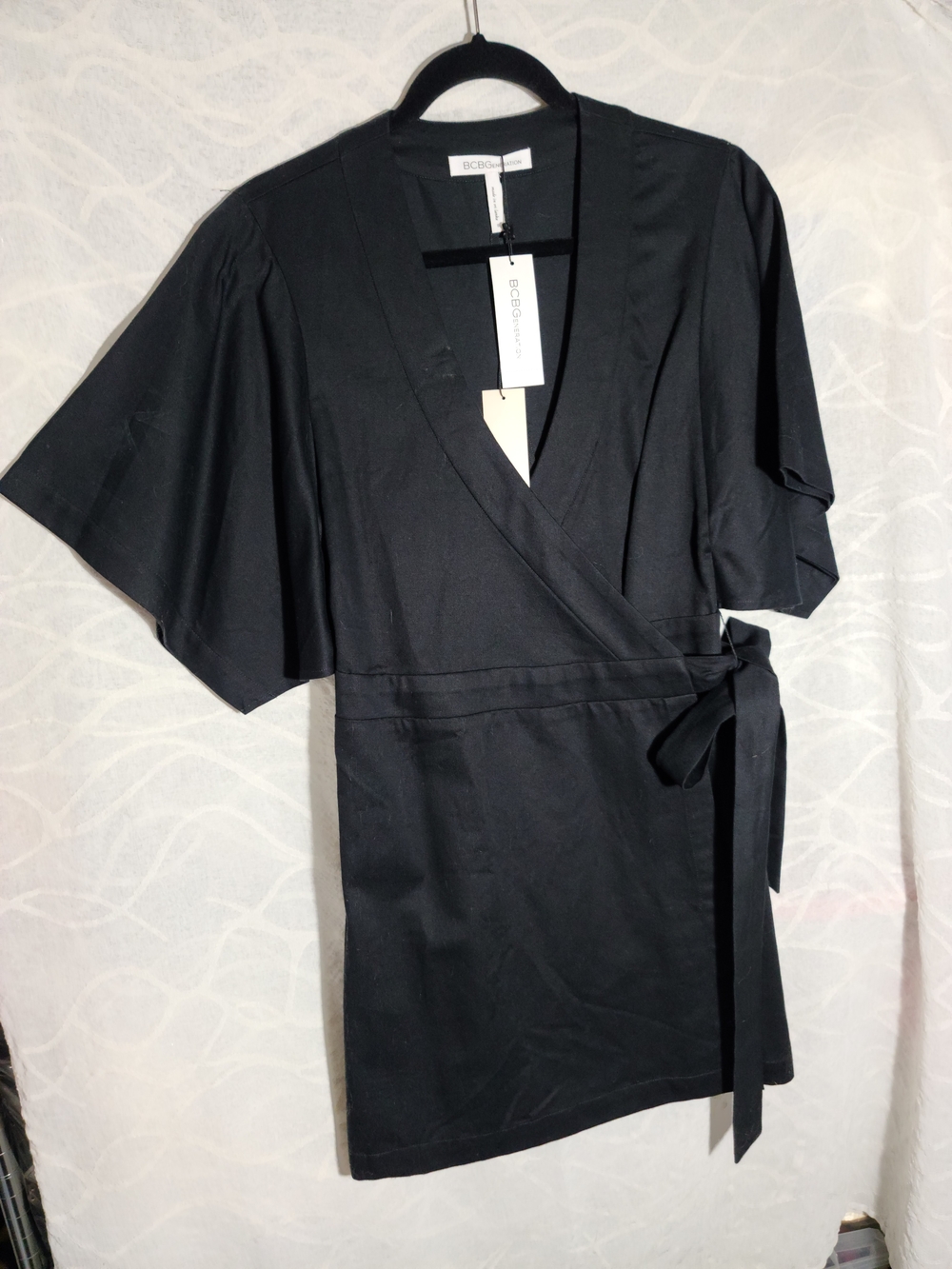 BCBGeneration Black Wrap Dress with Tie Waist
